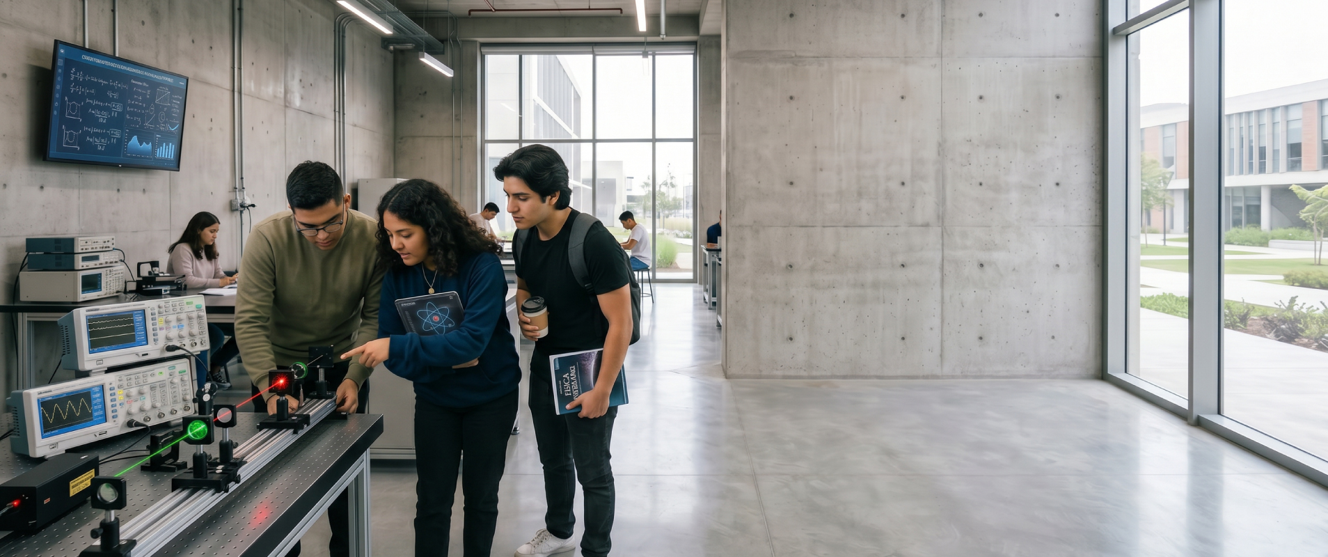 estudiantes de Física trabajando en proyecto